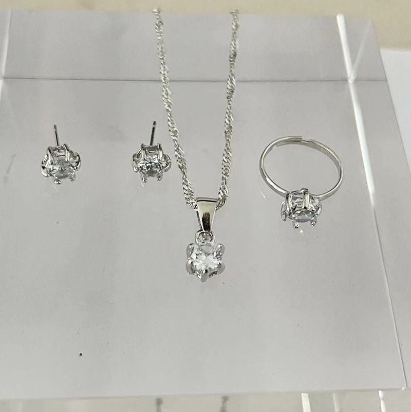 Neue einfache runde zirkon anhänger ohrringe hand schmuck set 4 stück set Net promi alle spiel zirkon halskette weibliche_voghion.com