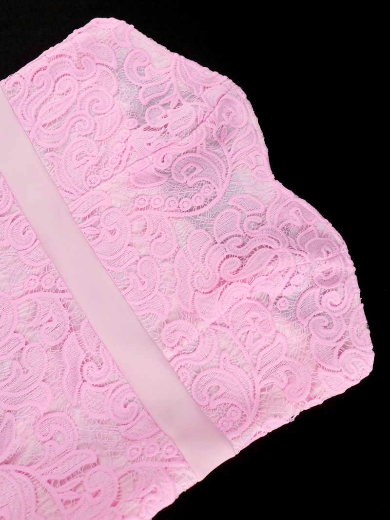 Women's lace patchwork dress plus size celebrity wave tube top dresses_voghion.com