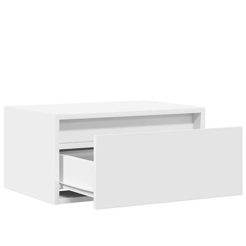 Wand-Nachttisch mit LED-Leuchten 2 Stk. Weiß_voghion.com