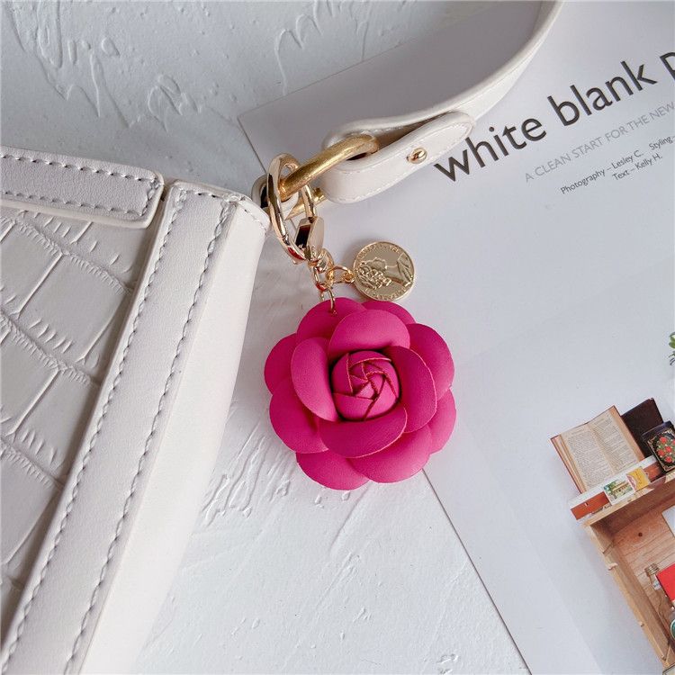 Parti e accessori per borse Moda Pelle Camelia Portachiavi per auto Carino Fiore Zaino Ciondolo Accessori Personalità Portachiavi Anello Donna_voghion.com
