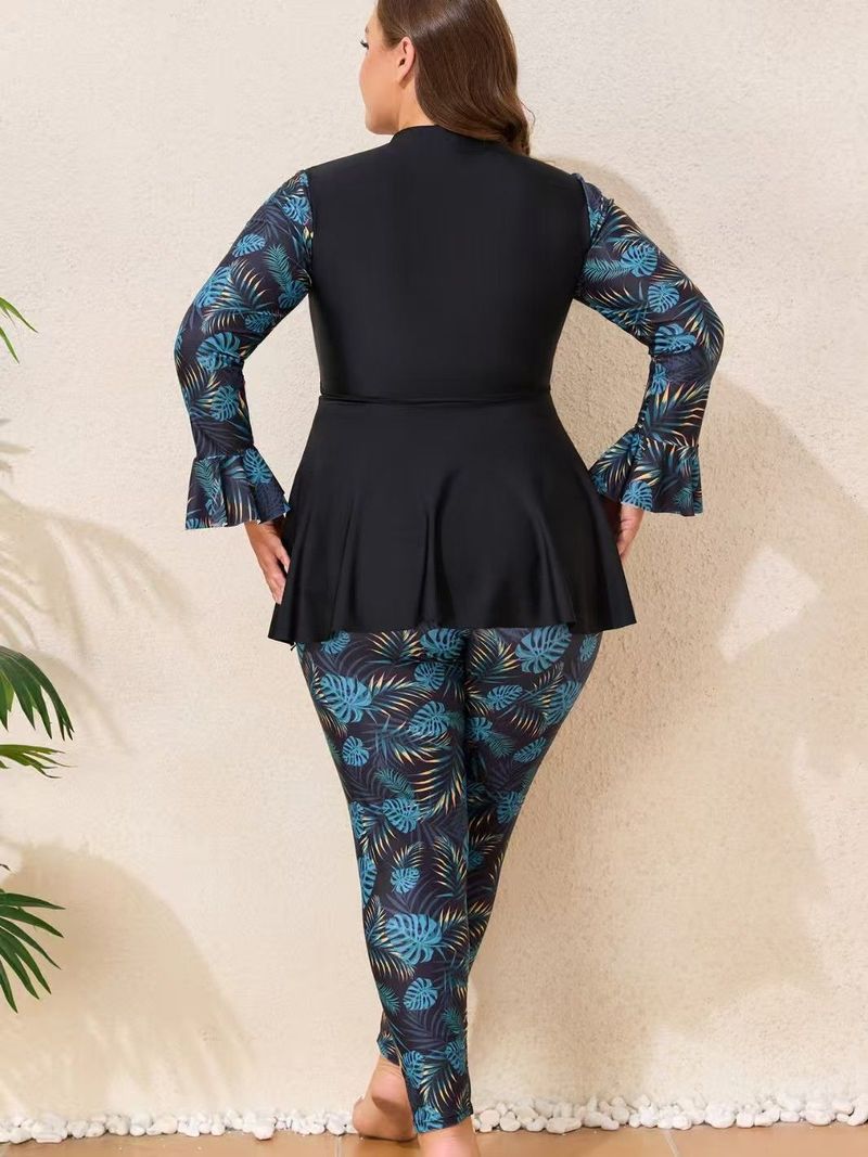 2025 Neue Ärmel Badeanzug Zweiteilige Lange Hosen Damen Plus Size Surf Bademode_voghion.com