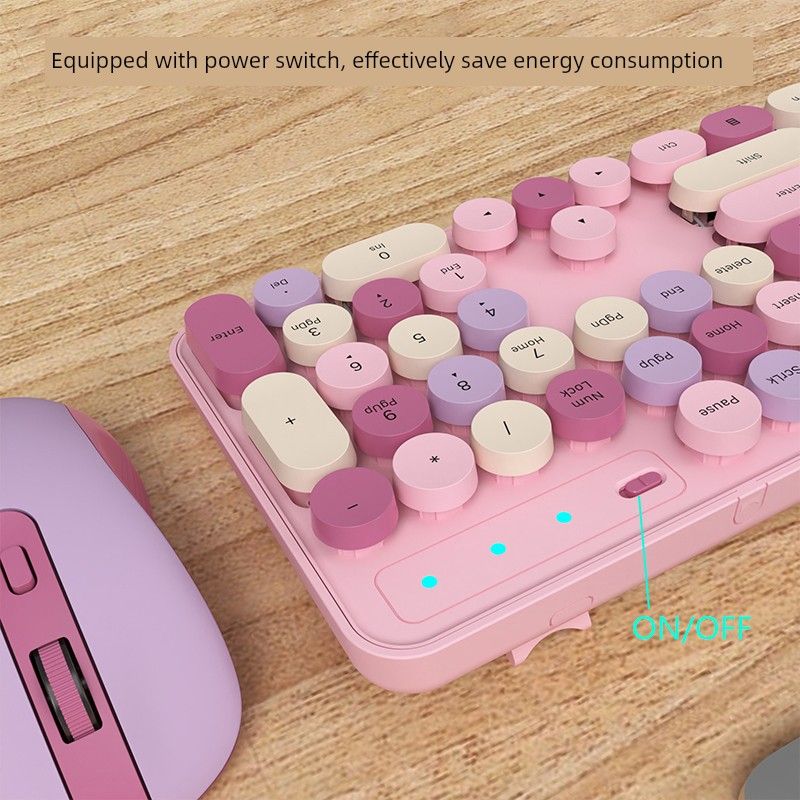 Teclado sem fio para computador, mouse, escritório, casa, negócios, fofo, fino e portátil, para meninas, colorido_voghion.com