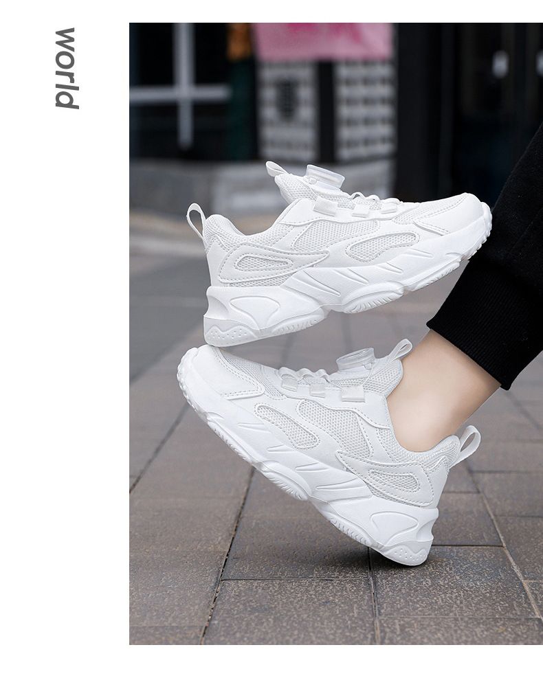 Kinderschuhe Frühling und Herbst Mesh Atmungsaktive mittelgroße und große Kinderschuhe mit weicher Sohle Campus Kinder weiße Sportschuhe_voghion.com