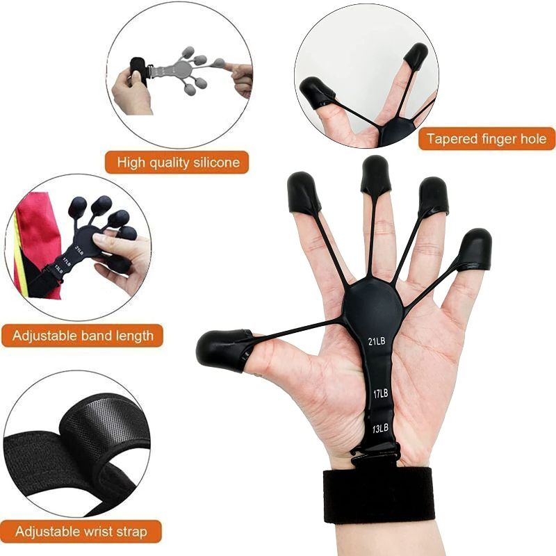 1 pieza de fortalecedor de agarre de silicona Gripster, estirador de dedos, entrenador de agarre de mano, gimnasio, entrenamiento físico y ejercicio, fortalecimiento de manos_voghion.com