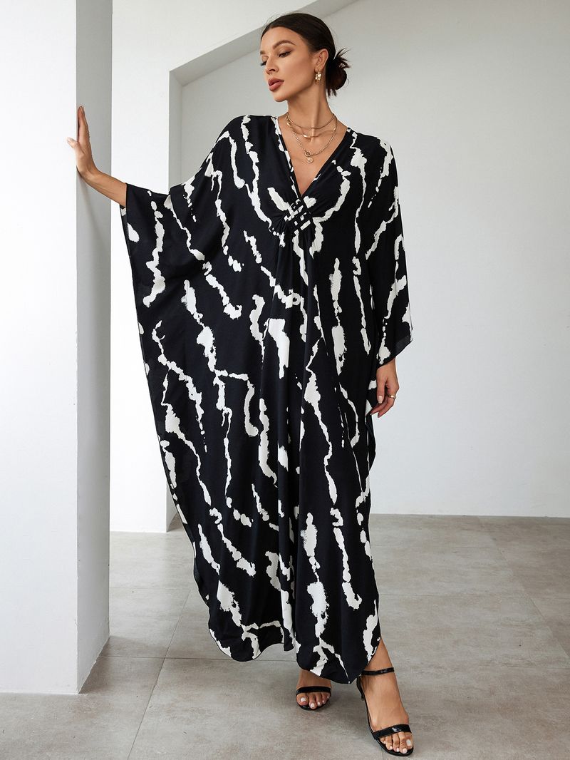 Bohemian katoenen maxi-jurk – oversized strandjurk, zwierige tuniek voor dames, plus-size zwembroek met levendige prints_voghion.com