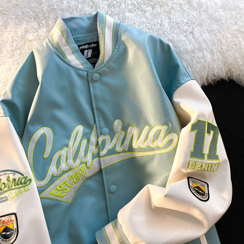 Retro črka vezenje jakna ženske Y2K pomlad ulica hip-hop baseball uniforma par priložnostna bomber jakna usnje_voghion.com