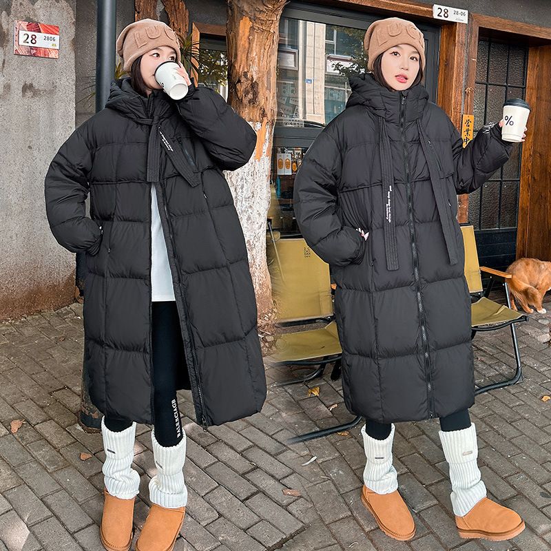 Nuovo piumino spesso invernale lungo sopra il ginocchio versione coreana cappotto largo in cotone da donna alla moda_voghion.com