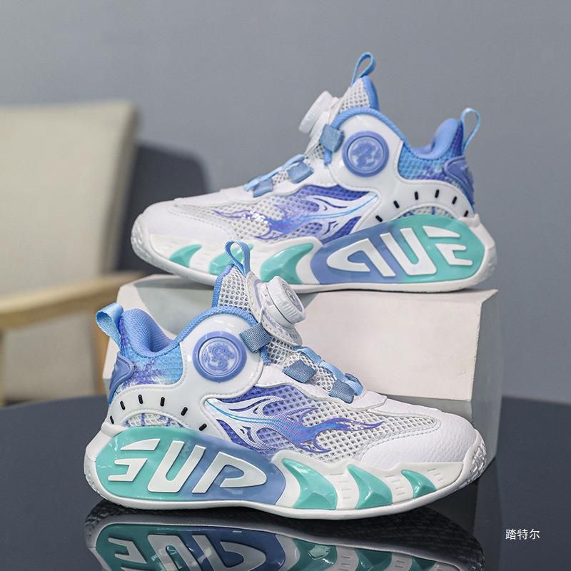 Children's Basketball Boys Spin Buckle Sports Friction Sound All-Season Mesh Breathable Lightweight Training Shoes Girls_voghion.com