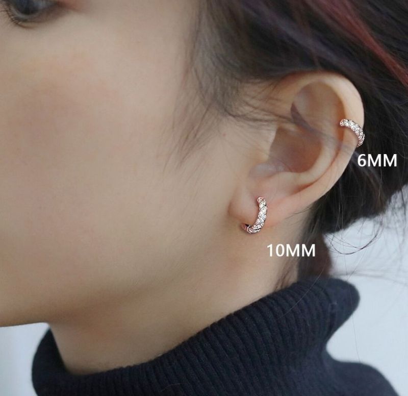 Orecchini a cerchio piccoli in argento sterling 925 con zirconi cubici da donna e ragazza, 2 pezzi I82_voghion.com