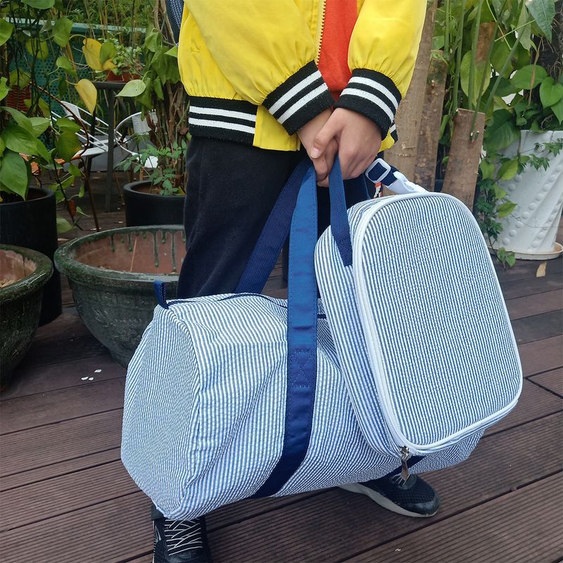 Bolsa de almuerzo para estudiantes transfronterizos Bolsa de aislamiento portátil para niños Bolsa de almuerzo de seersucker Bolsa de hielo para picnic al aire libre_voghion.com