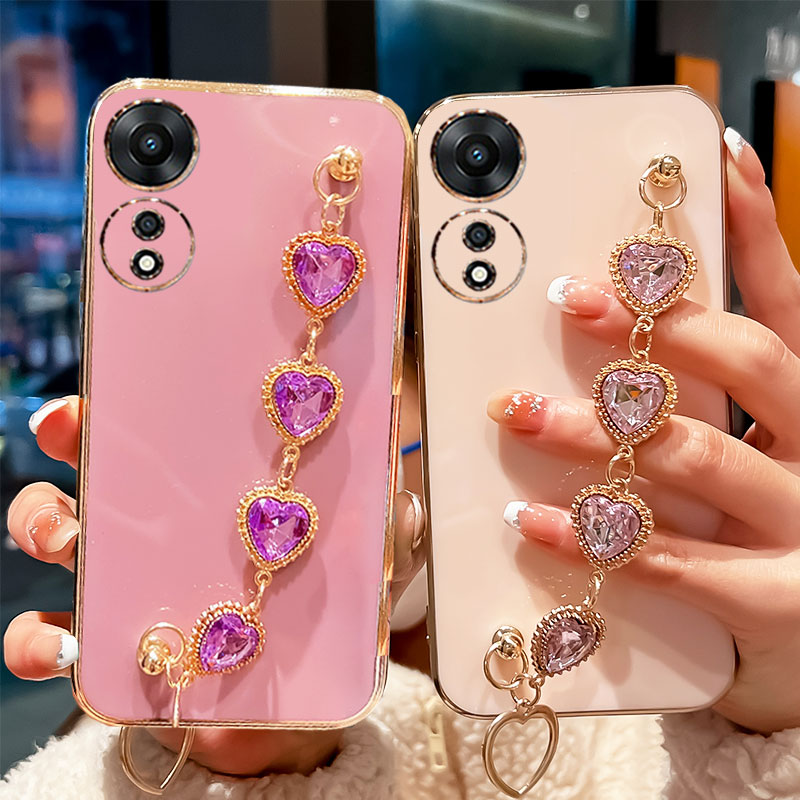 For OPPO A78 Case Diamond Bracelet Chain Silicone Case for OPPO Realme C33 C21 C31 C21y C30 C11 A57 A77 S A5S Coque_voghion.com
