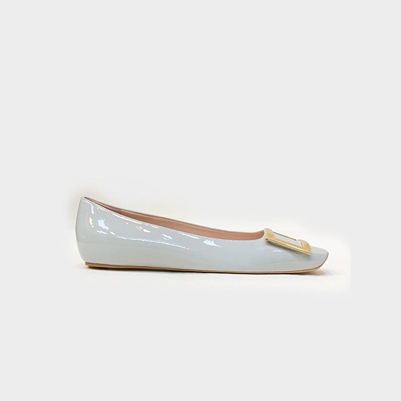 【High Version Special Price】RV Classic Square Buckle Flat Shoes Pure Handmade Genuine Leather Women's High Heels_voghion.com