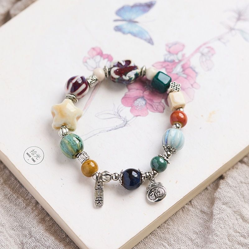 Jingdezhen Ceramic Bracelet National Style Gift Hand-woven A Wisp Of Porcelain Set Small Fresh Girls Versatile New Chinese Style_voghion.com