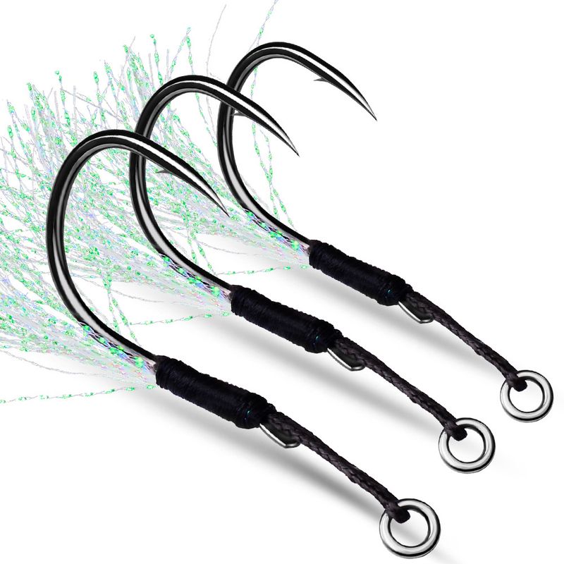 Lure Sea Jig Single Tying Bright Silk Feather Boat Heavy Duty Line Hook Bulk Fishing Gear_voghion.com