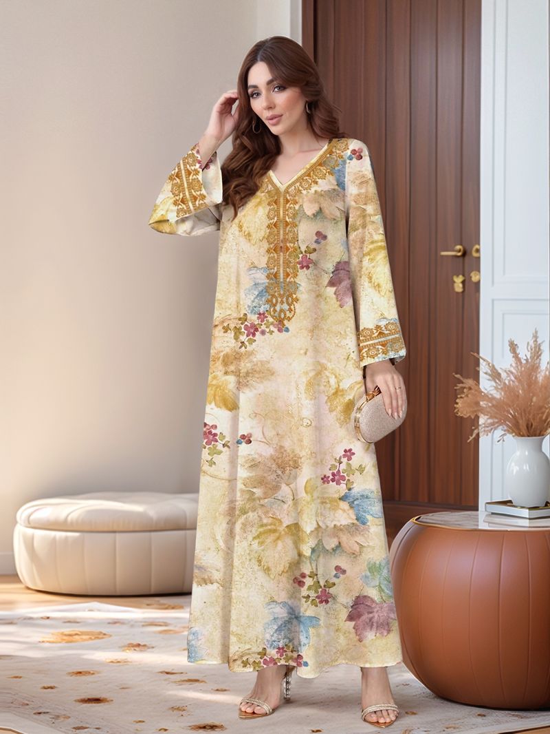 Women's Clothing Positioning Printing Long Sleeved Dress_voghion.com