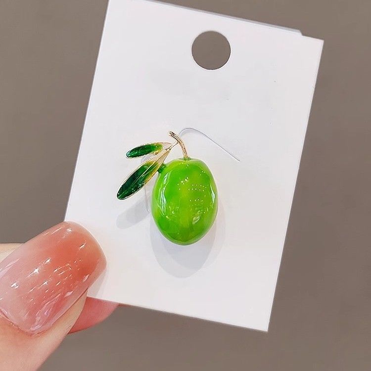 Summer 2024 New Clothing Women's Fresh Fruit Peach Lotus Mist Olive Brooch Cardigan Anti-light Lancet_voghion.com