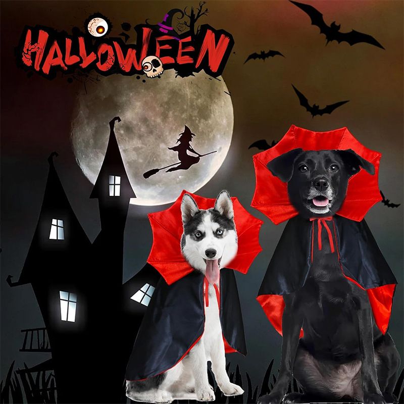Halloween Vampire Costume Atmosphere Magic Witch Cloak Funny Cat Dog Cape_voghion.com