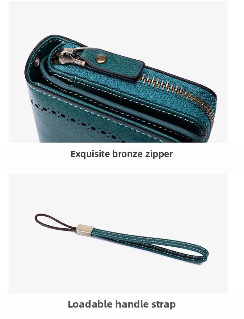 Damen-Geldbörse aus Leder mit RFID-Blockierung, dreifach faltbar, geprägt, lange Clutch, Kartenhalter, Telefon, Scheckheft-Organizer_voghion.com