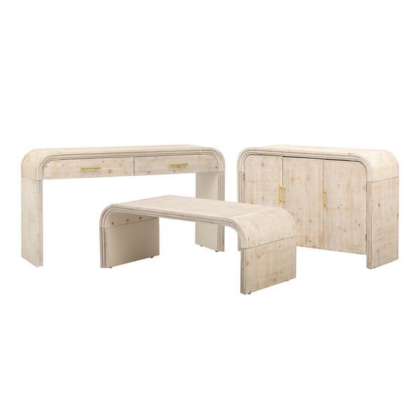 TREXM Unique Retro Silhouette Sectional Three-Piece Set Containing Sideboard, Console Table And Coffee Table, Suitable For Dining Room, Living Room_voghion.com