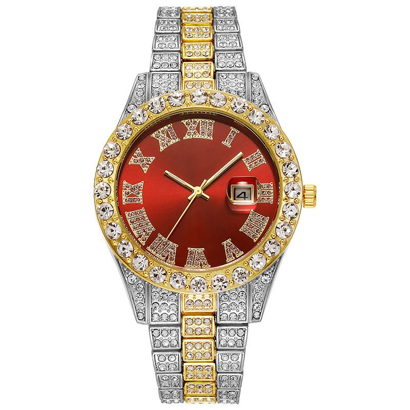 Heren- en dameshorloge met stalen band, Hiha, Romeinse schaal, diamantkalender, studentenhorloge met quartzhorloge_voghion.com