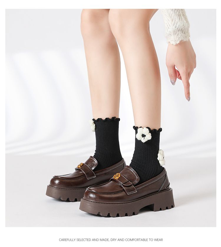 Loafer mit dicken Sohlen für Damen, Frühling und Herbst 2025, neues echtes, höhenverstärkendes, dickes Absatz, kleines Leder im britischen Stil_voghion.com