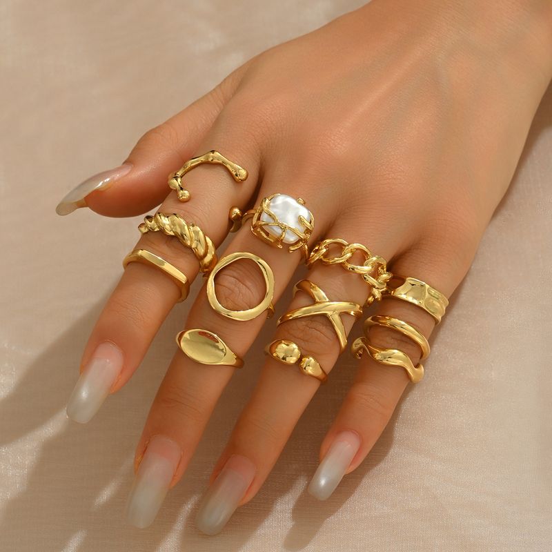 Neues 16-teiliges Ringset aus Metall mit Nischendesign, verstellbare Gelenkringe, Handschmuck für Frauen_voghion.com