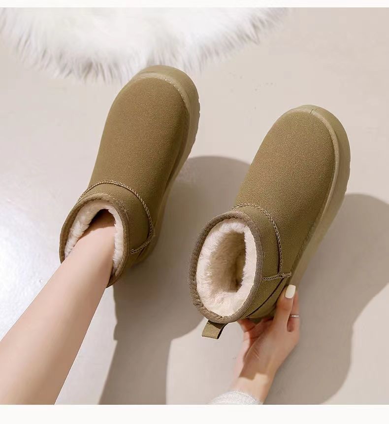 Stivali da neve antiscivolo con suola spessa per donna 2025 Nuove scarpe invernali calde slip-on in cotone spesso e morbido_voghion.com