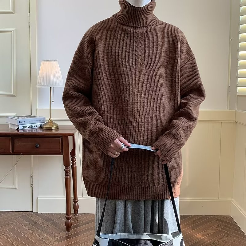 Herrenbekleidung, lockerer, lässiger All-in-One-Strickwaren-Trend-Hirsch-Plüschfadenmantel_voghion.com