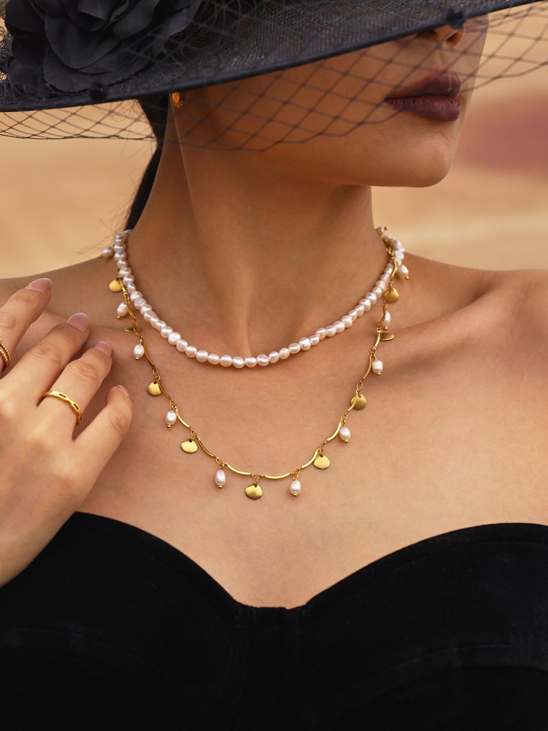 Women's Jewelry Elegant French Style Freshwater Pearl Necklace Handcrafted Beaded Luxury Choker For Women Texture Clavicle Chain Female Jewelry_voghion.com