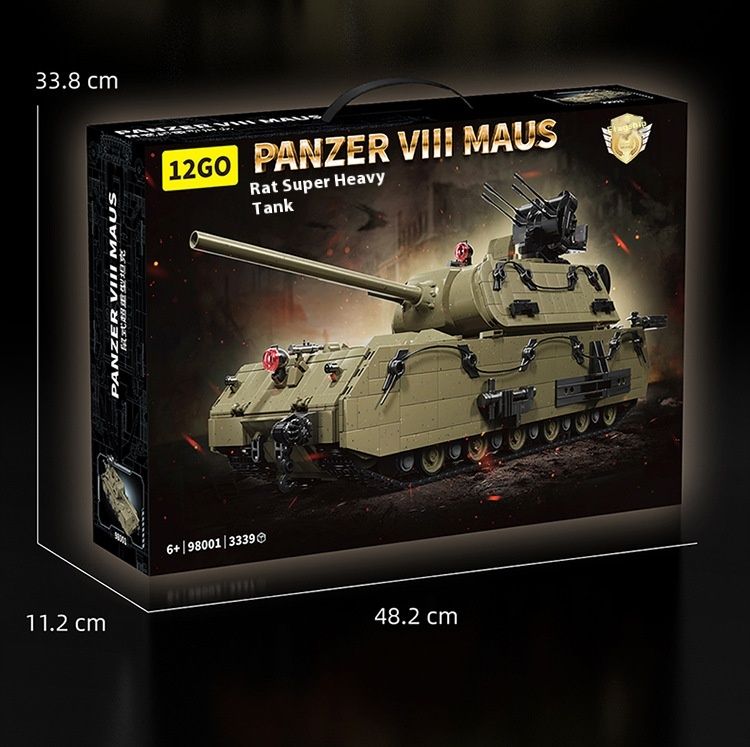 12GO98001-2 Modèle de char super lourd de style souris allemande, jouet de construction à assemblage de puzzle de haute difficulté_voghion.com