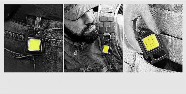 LED-Schlüsselanhänger, multifunktional, wiederaufladbar, für den Außenbereich, magnetische Arbeit, Mini-Taste, starkes Licht, kleine Taschenlampe_voghion.com