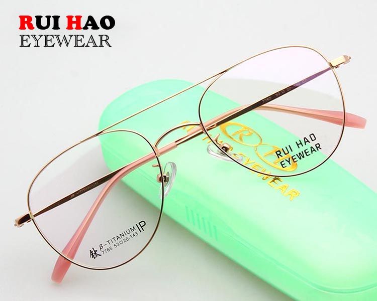 Lunettes de vue à la mode personnalisées Double Deam Lunettes de vue Remplissage de monture Lentilles optiques Lunettes en titane Myopie Hypermétropie_voghion.com