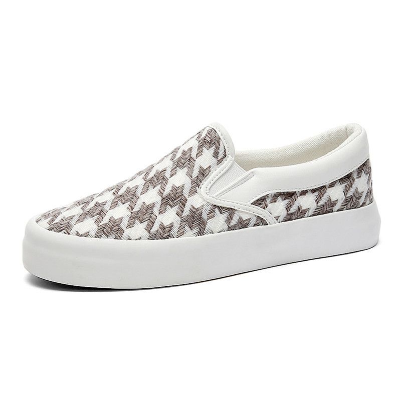 Frühling Kleine Maple Chidori Check Woven Mädchen Loafers Single Toe Casual Herren Einzelschuhe, Männer Paare_voghion.com