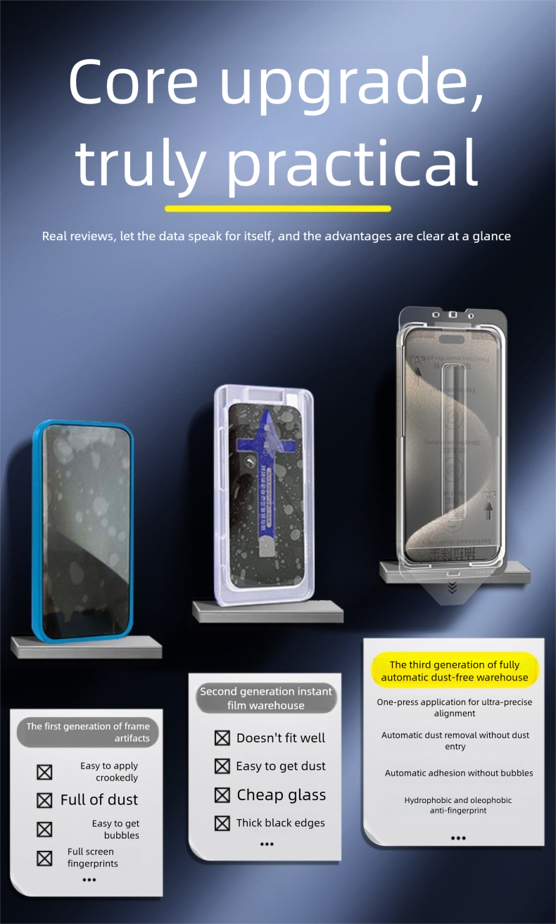 Compatible With IPhone16 Tempered Glass IPhone 15 Pro Max Dust-Free Warehouse Screen Protector 14 Second Application 13_voghion.com