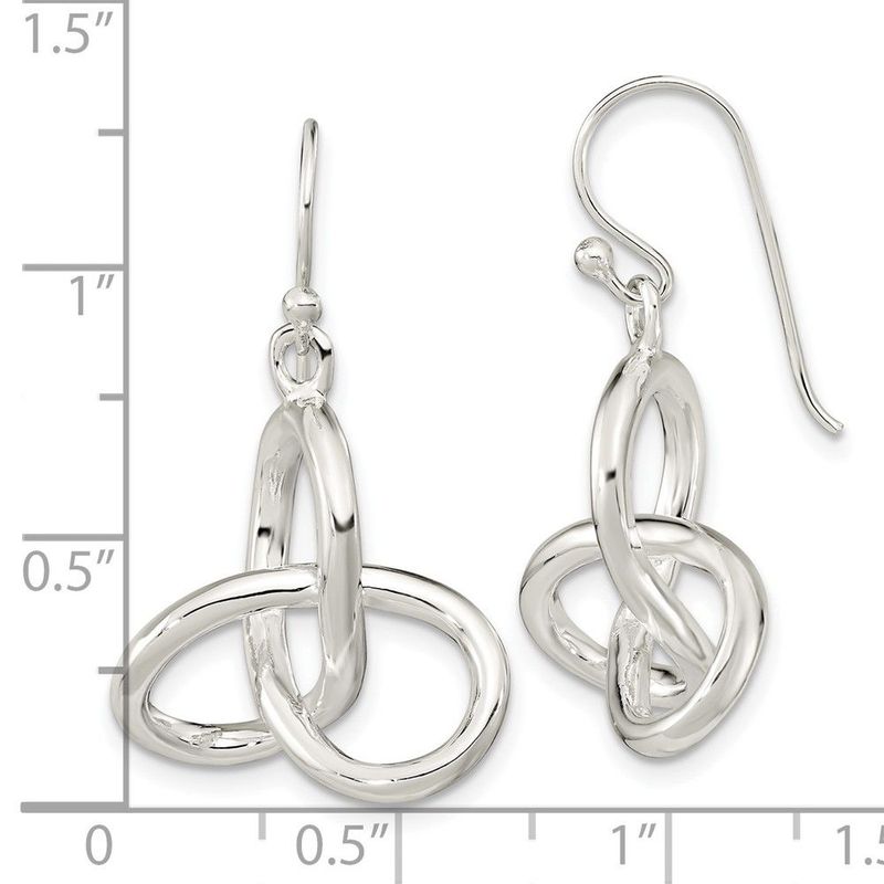 Sterling Silver Polished Knot Dangle Shephard Hook Earrings_voghion.com