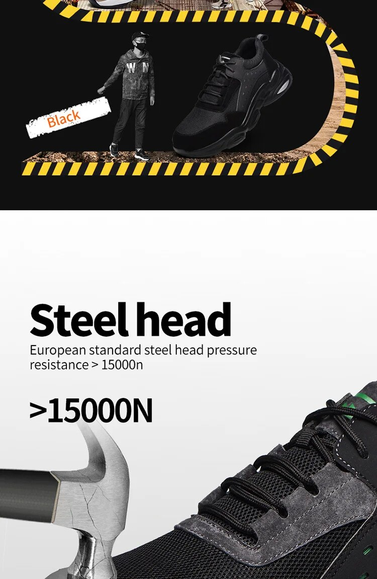 Zapatillas de deporte a prueba de pinchazos para hombre, botas de seguridad indestructibles con punta de acero, zapatos masculinos_voghion.com