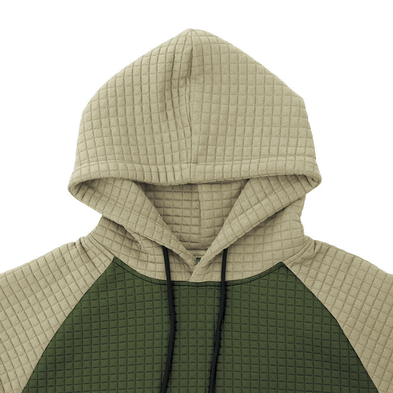Erkekler yeni jakarlı küçük kare kapşonlu kazak moda renk bloklu eğlence İnce erkek kazak_voghion.com