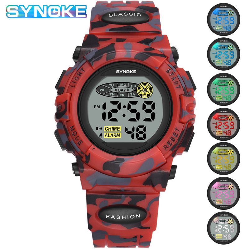 Factory Goods SYNOKE Colorful Luminous Children's Dial Student Electronic Camouflage Sports Watch_voghion.com