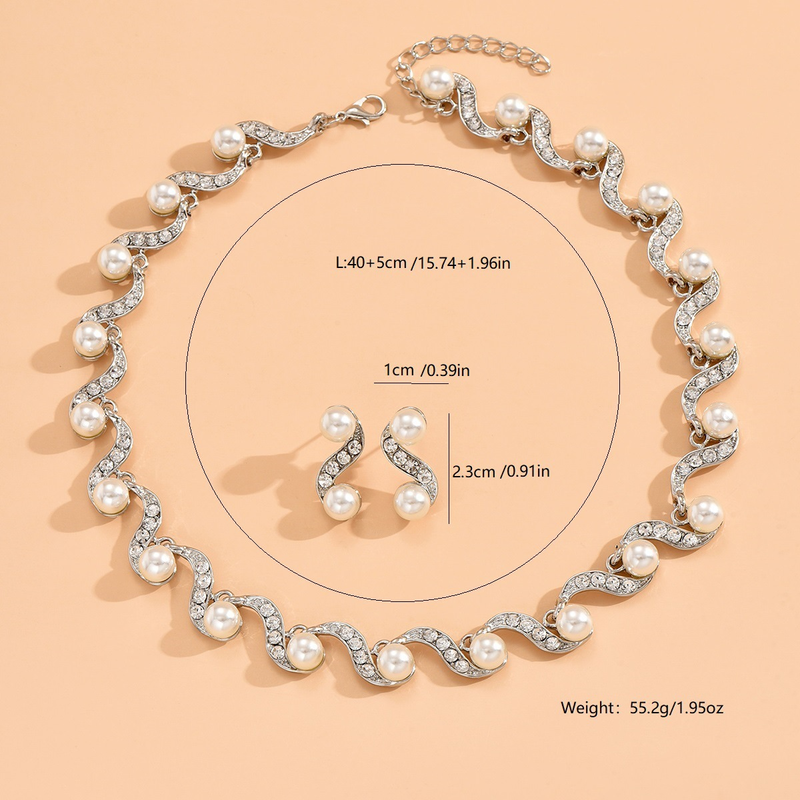 Set di gioielli da donna, gioielli di moda, gioielli da donna a forma di S con perle, nuovi accessori da sposa_voghion.com