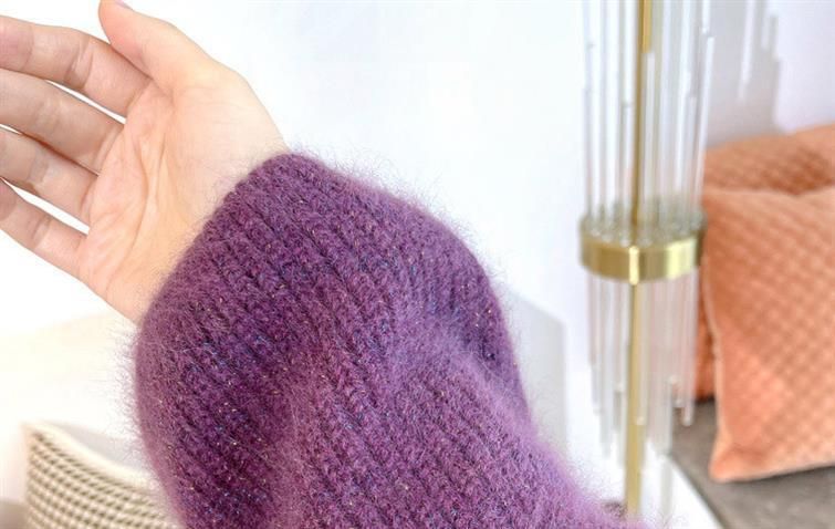 Pull oversize de luxe inspiré de la fourrure de raton laveur pour femme, mode hiver, violet, élégant, tricot, style bohème chic, coupe ample, confortable_voghion.com