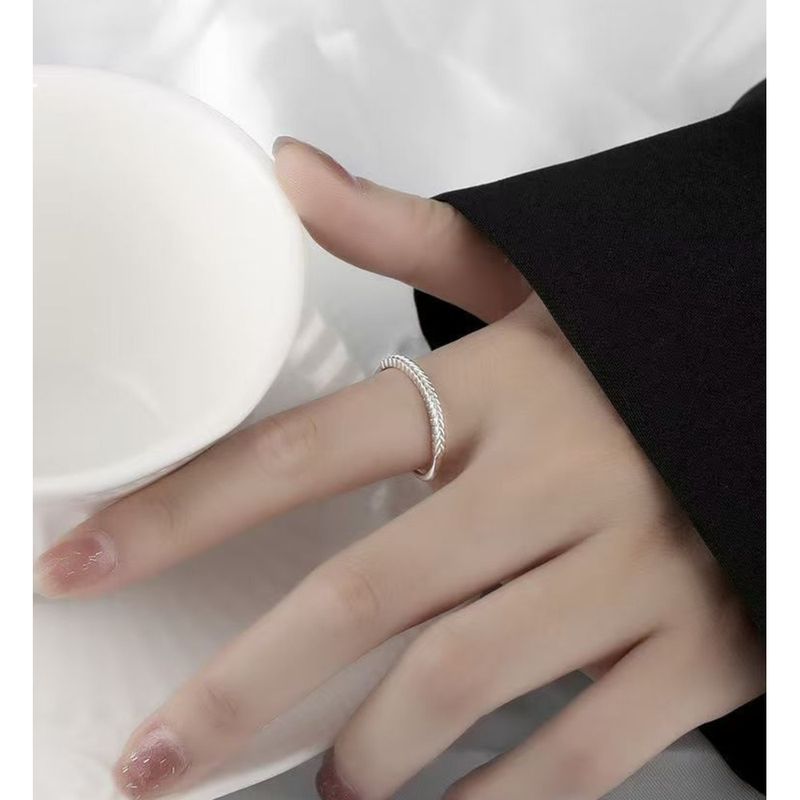 S925 Silberner Weizenährenring für Damen, 2025, neues zartes Nischendesign, bester Freund, Partnerring, schlichtes Band, verstellbar, Index_voghion.com