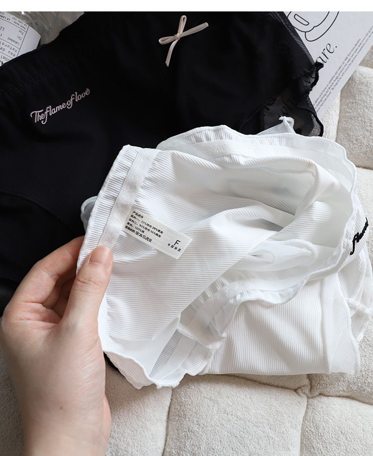 Biancheria intima per ragazze in seta di ghiaccio, leggera, elastica, sexy, ad asciugatura rapida, con muscoli nudi, colore bianco chiaro di luna_voghion.com