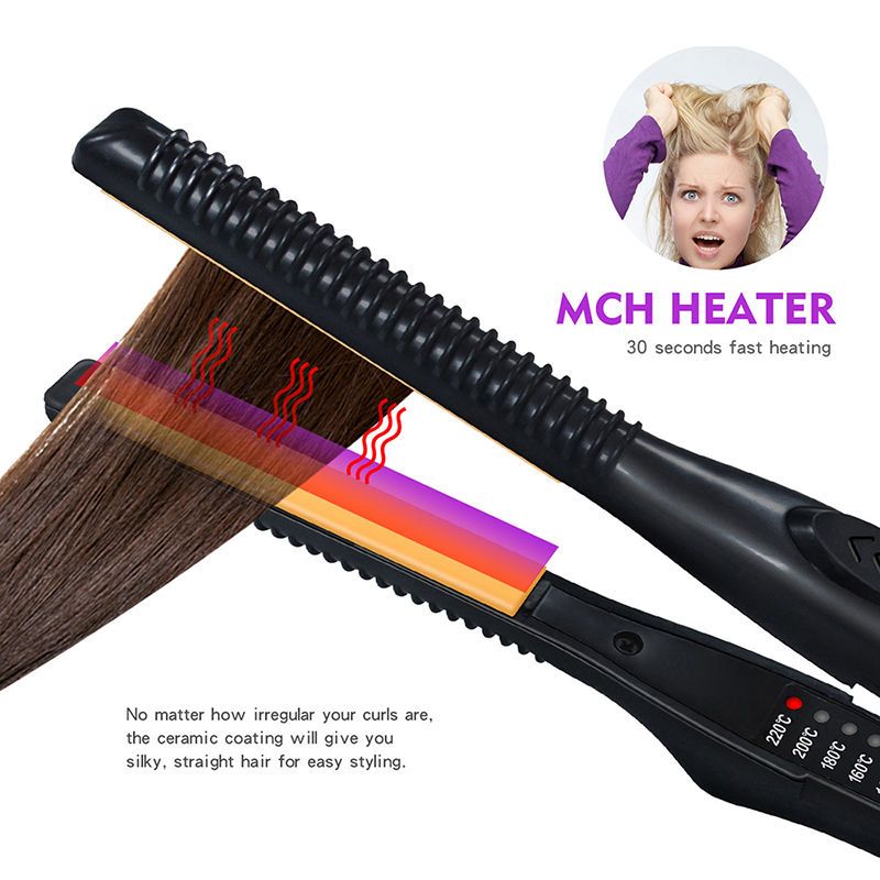 Mini piastra per capelli Teddy Wave, piastra per capelli sottile, ferro arricciacapelli professionale in titanio per capelli corti_voghion.com