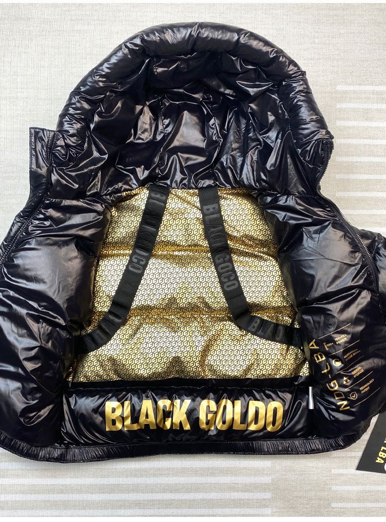 Kids' Winter Down Jacket – Premium White Goose Feather, Short Hooded Coat With Gold Lettering (Black, 7 Sizes)_voghion.com