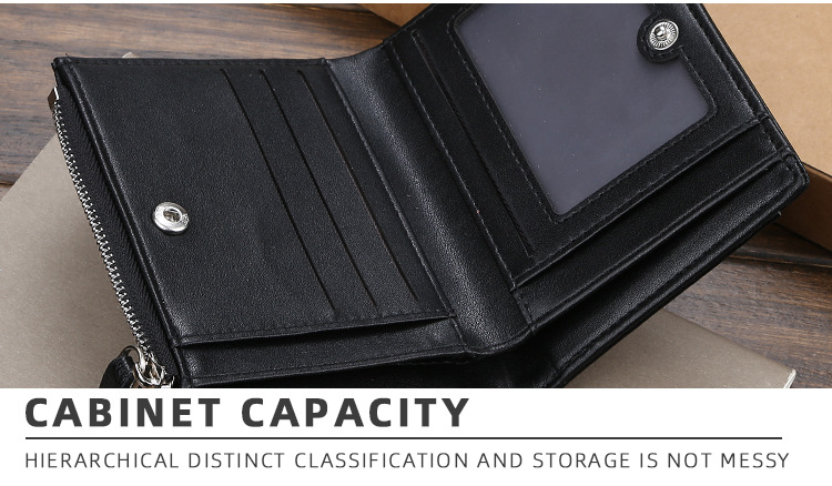 Men's short wallet baellerry version with multiple card slots for driver's license card holder thin zipper buckle coin purse_voghion.com