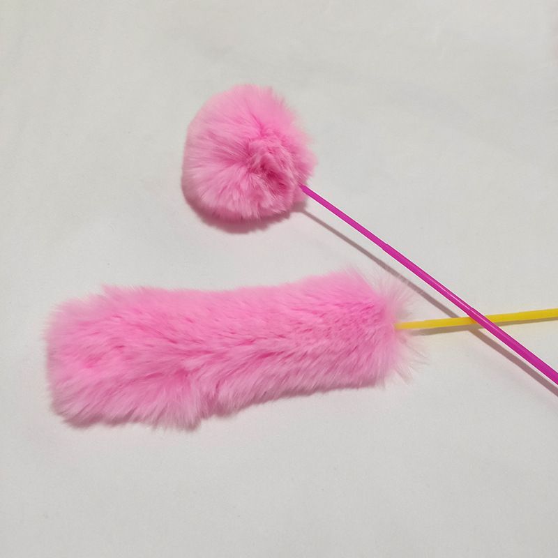 Rabbit Fur Wand Rod Toy Pet Powerful Attractor Fairy Cat Teaser Supplies_voghion.com
