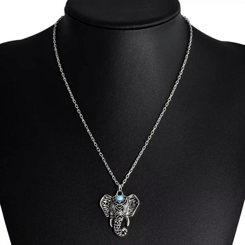 Necklaces New Retro Ethnic Bohemian Imitation Thai Silver Mascot Elephant Women's Necklace_voghion.com