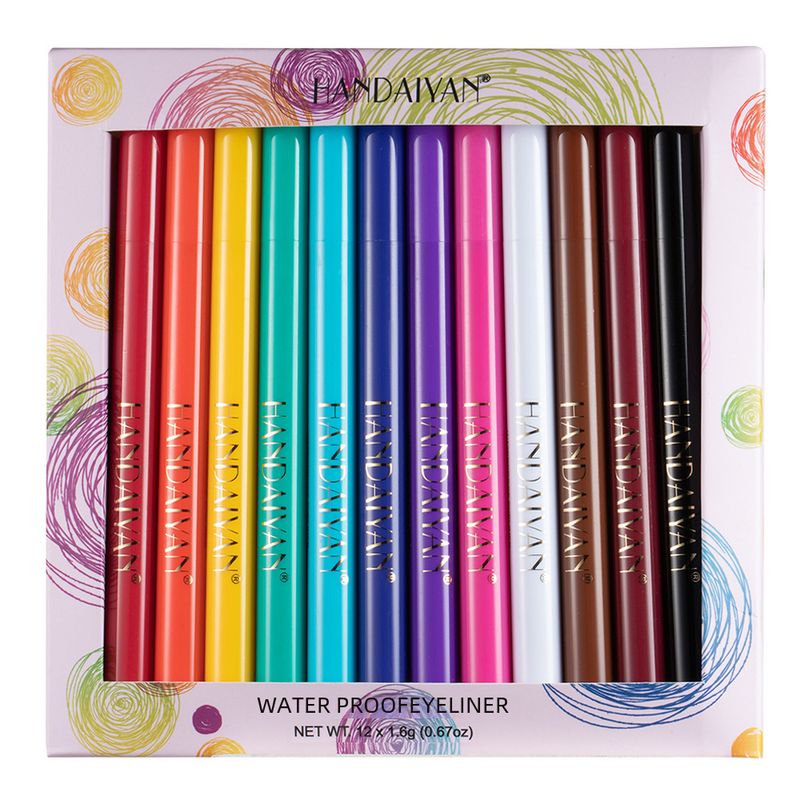 esplosivo handaiyan12 colore opaco asciugatura rapida non facile da sbiadire eyeliner colorato set trucco performance_voghion.com