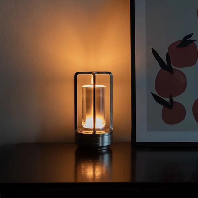 Toque USB recarregável decoração criativa acampamento cama lâmpada noite luz escurecimento_voghion.com