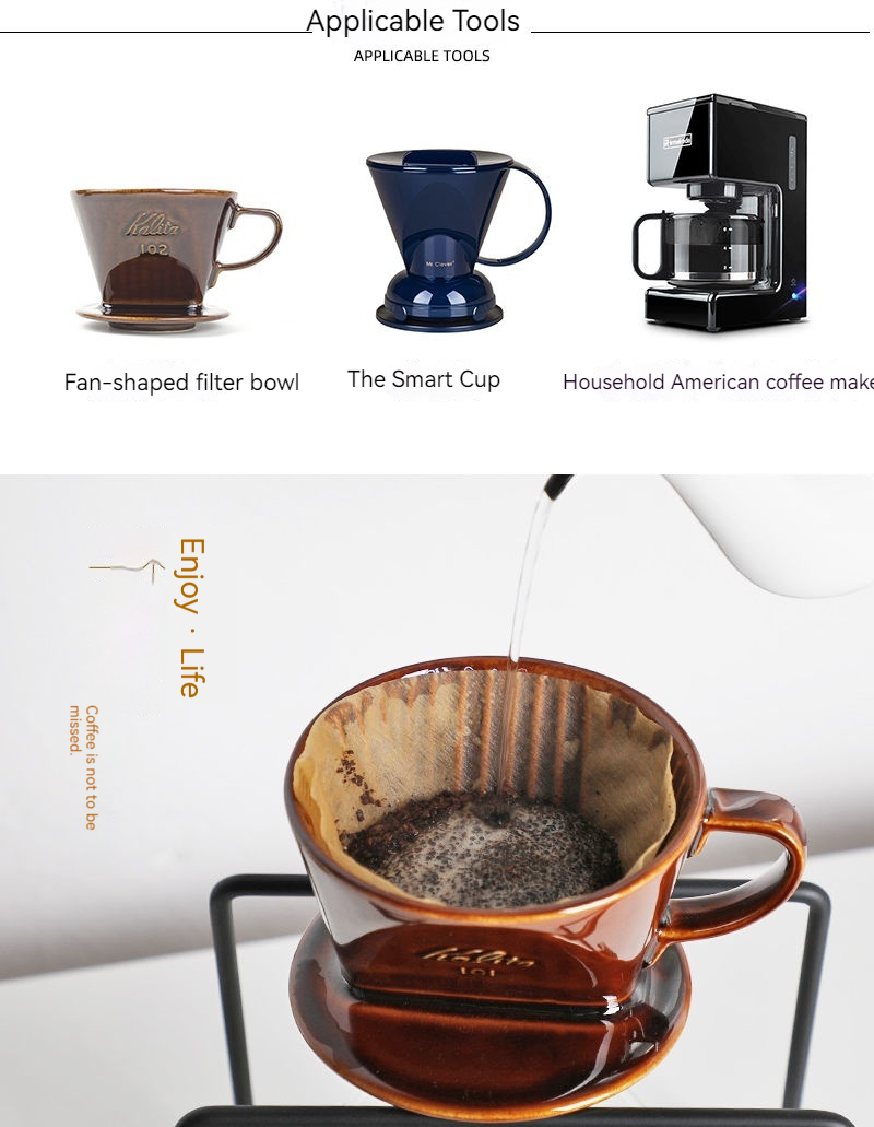 Japansk vifteformet amerikansk kaffemaskine håndbrygget tekande smart kop filterpapir_voghion.com